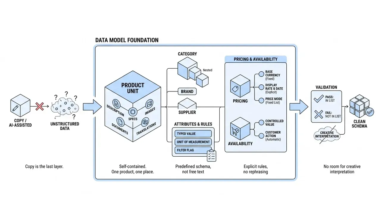 Data model first, then copy. Build on structure.