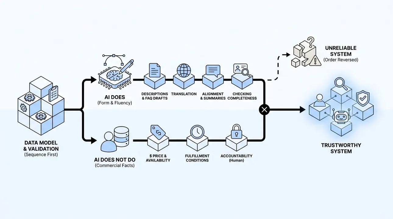 AI assists with form, not commercial facts.