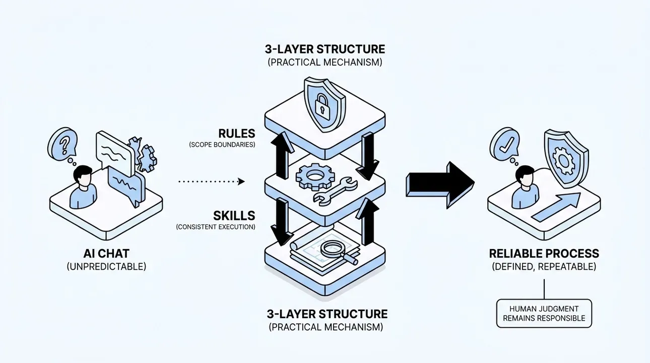 AI’s hesitation, solved by structured, predictable processes.