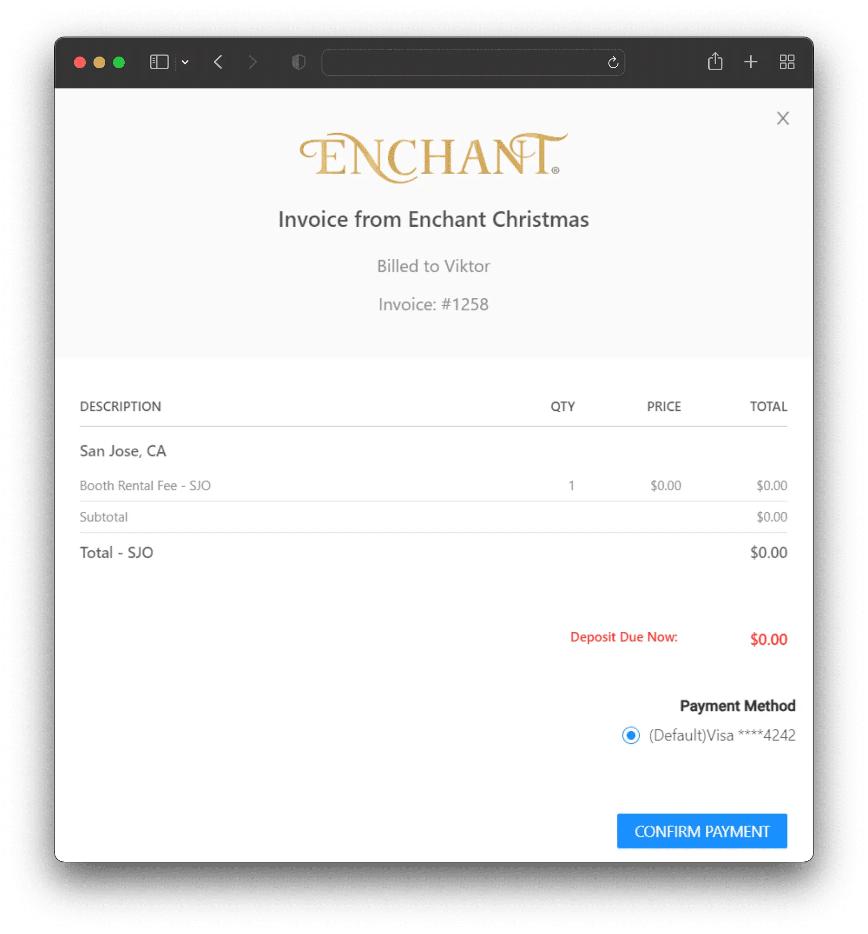 Vendor Portal invoice payment modal