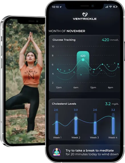 Ventrickle health monitoring screen
