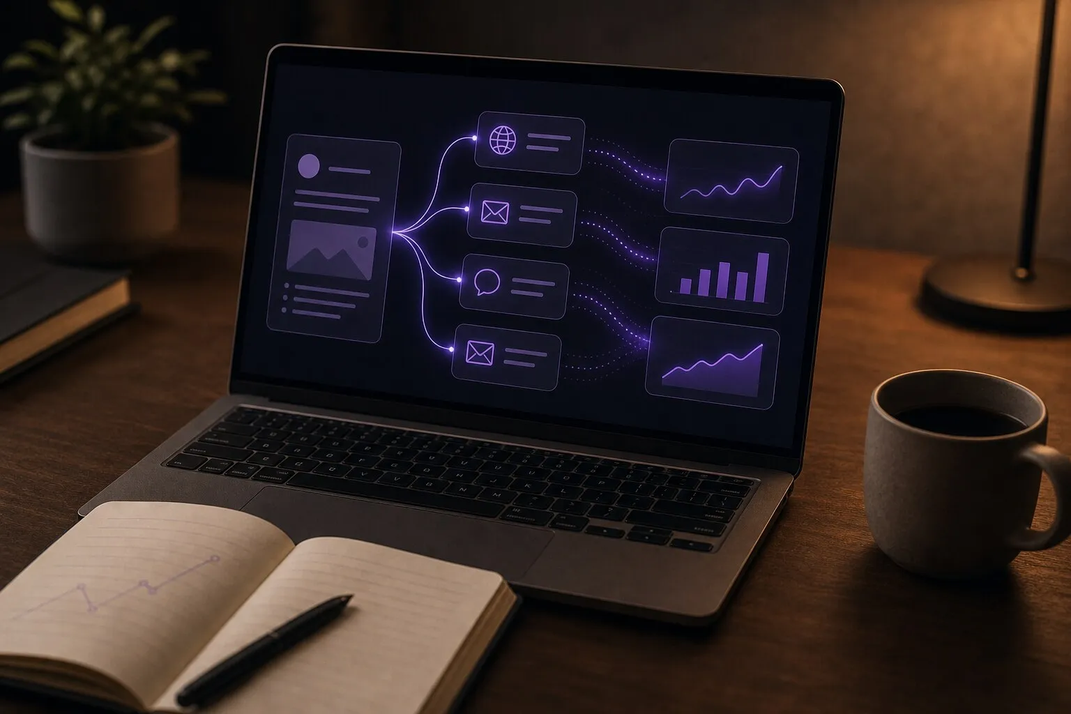 Content published across channels with engagement growth indicators