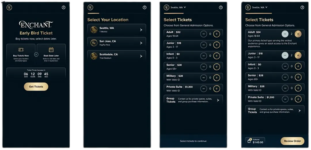 Enchant flex ticket selection flow