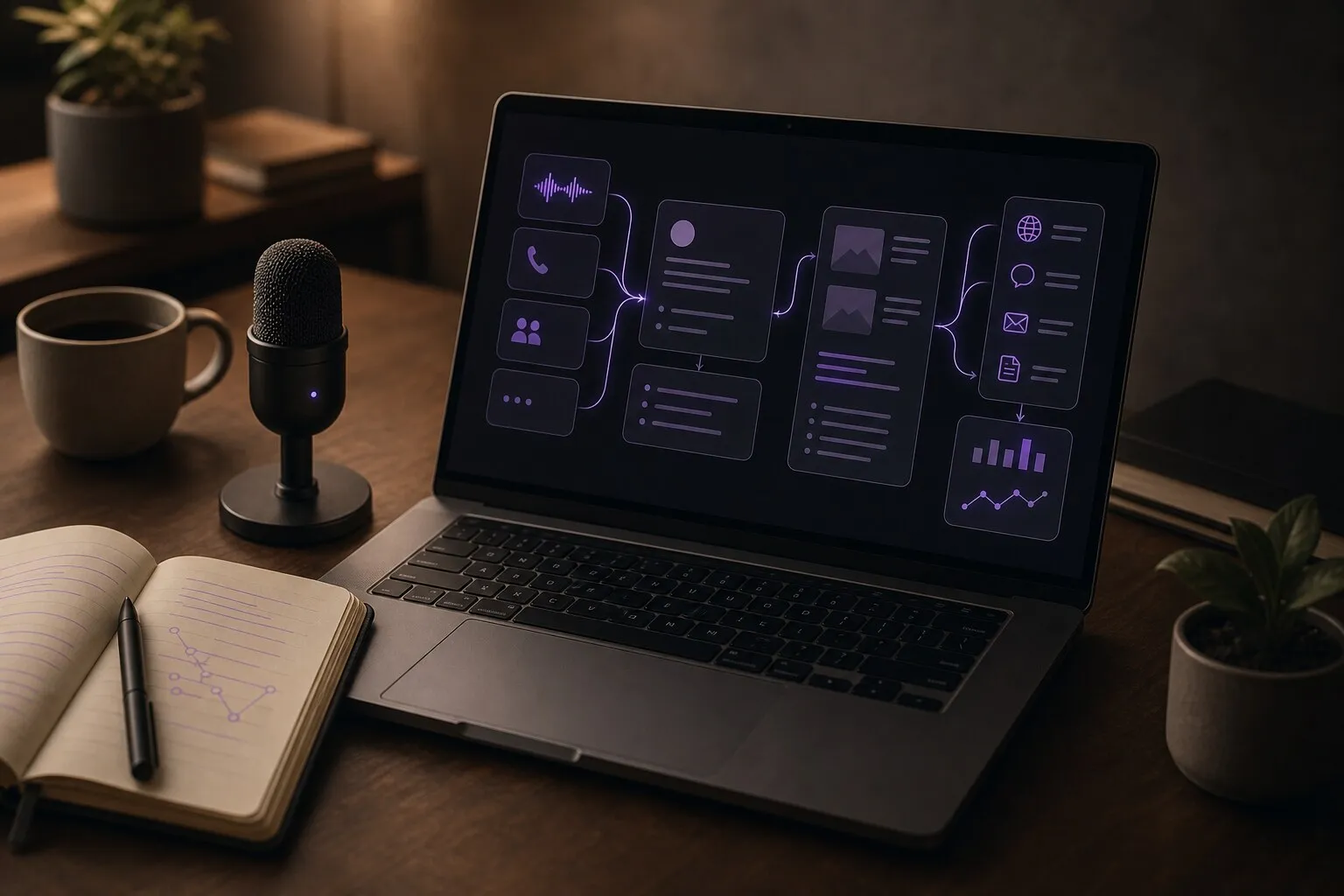 End-to-end AI content workflow from voice capture to publishing