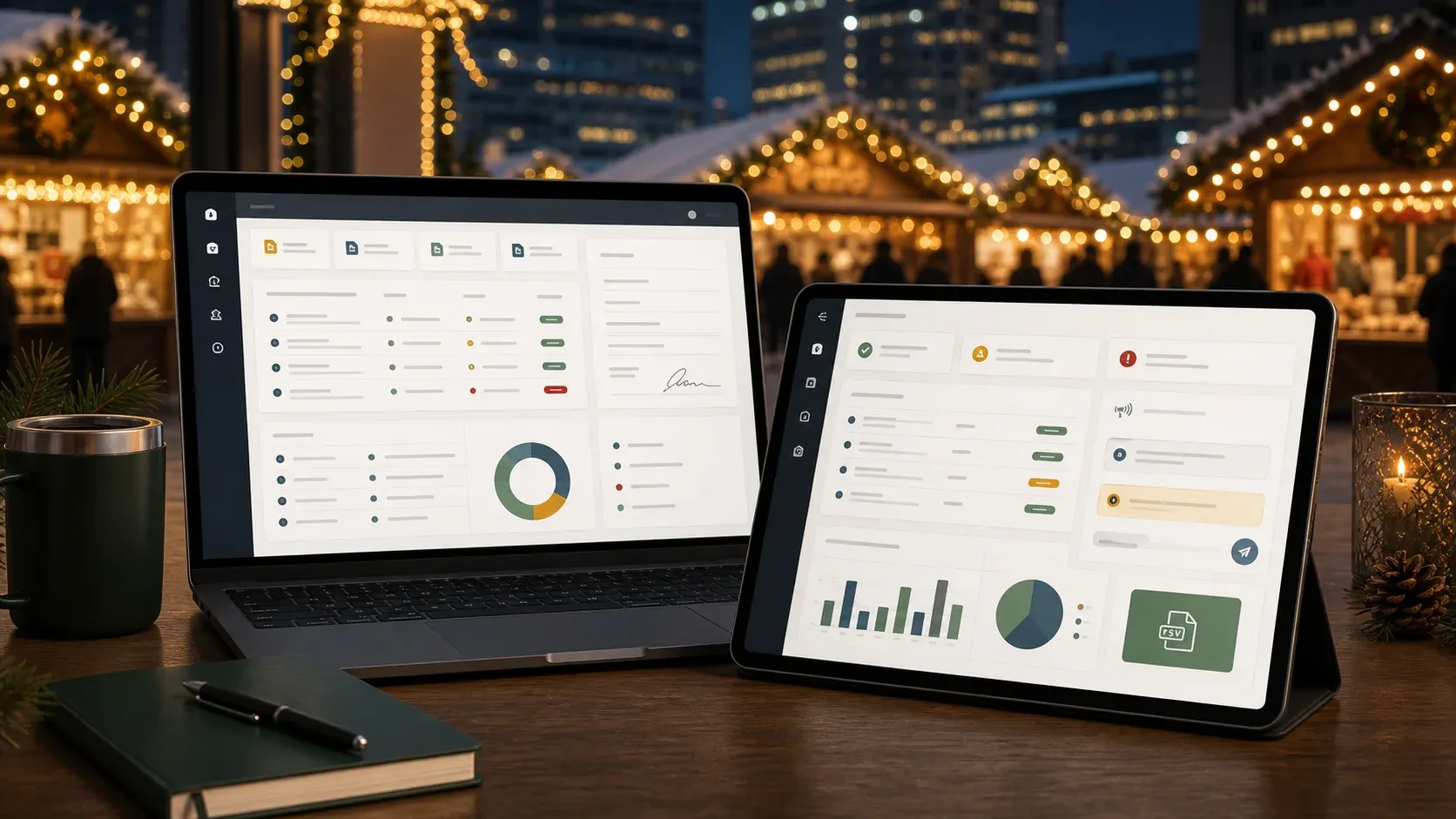 Illustrative Vendor Portal admin dashboard with applications, contracts, and payments