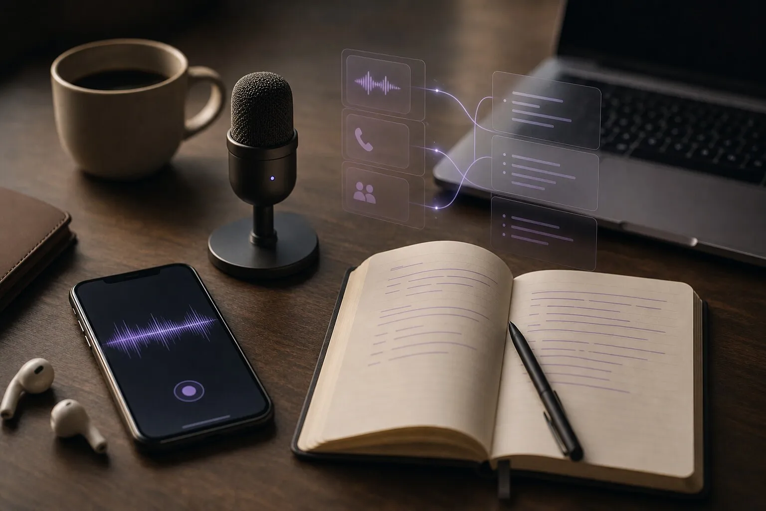 Voice recording and notes turning into organized content